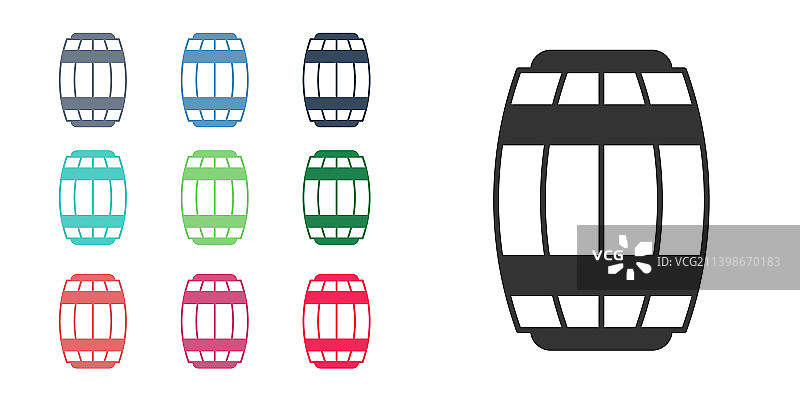 黑色木桶图标孤立在白色上图片素材
