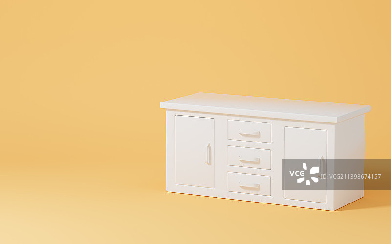 白色的带有抽屉的书桌3D渲染图片素材