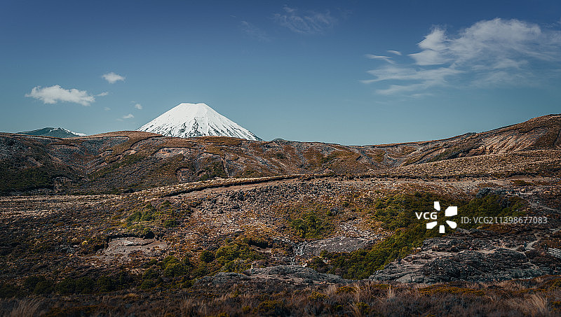 通往瑙鲁赫伊火山的道路，新西兰图片素材