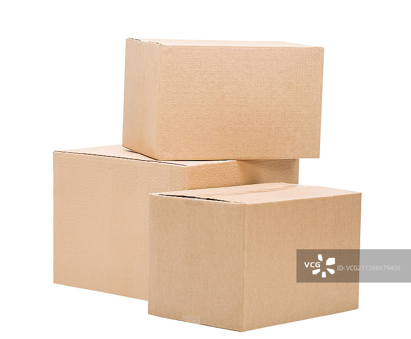 白色背景上的纸板箱特写图片素材