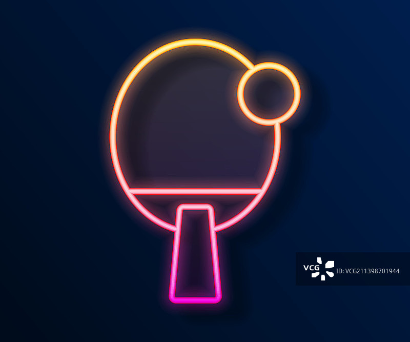 发光霓虹乒乓球拍线图片素材