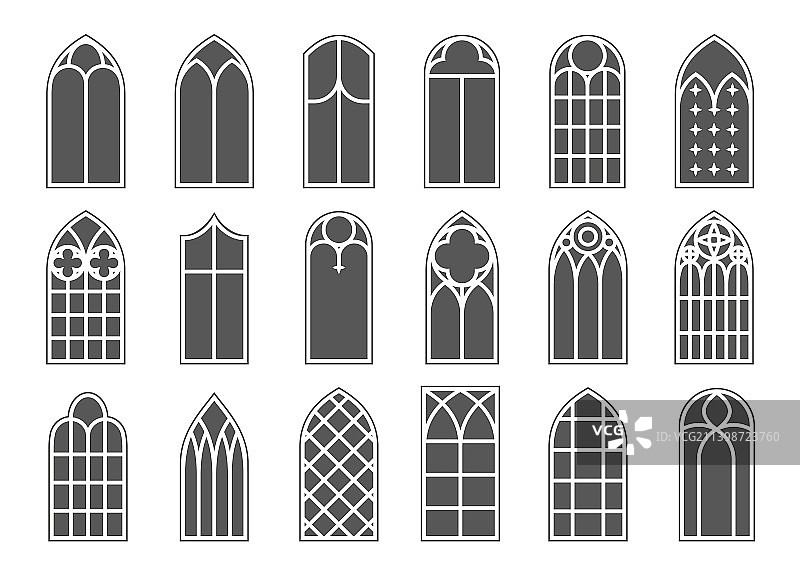 教堂中世纪窗户，哥特式风格图片素材