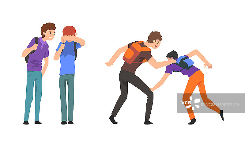 青少年学生欺凌和嘲笑弱势同学图片素材