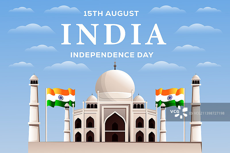 渐变印度独立日8月15日图片素材