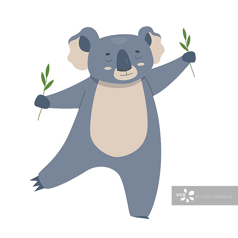 考拉动物拿着树叶图片素材