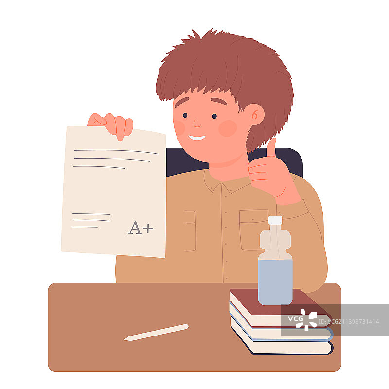 考试成绩好的男学生图片素材