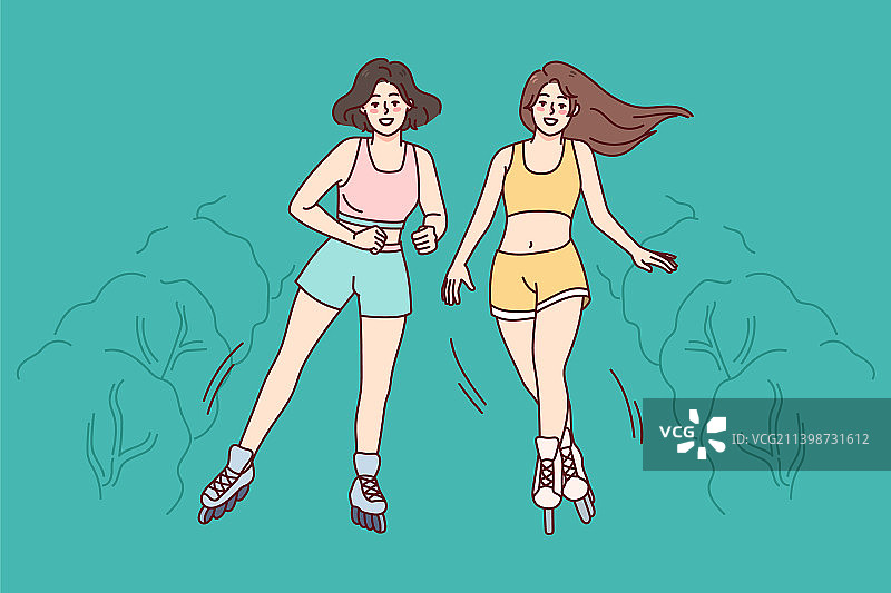 快乐女孩户外滑旱冰图片素材