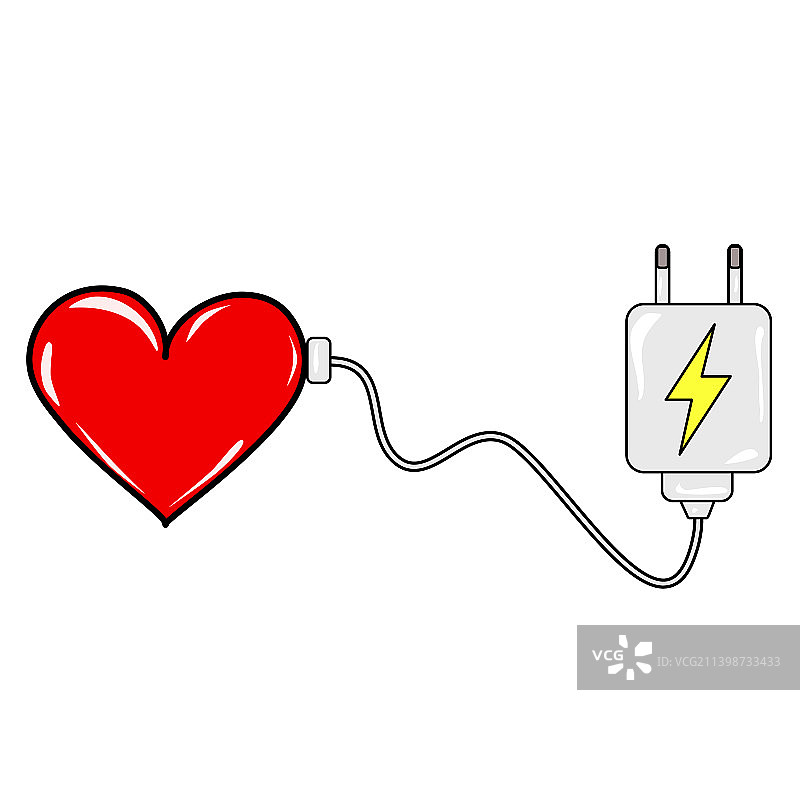 带有充电器的爱心图片素材