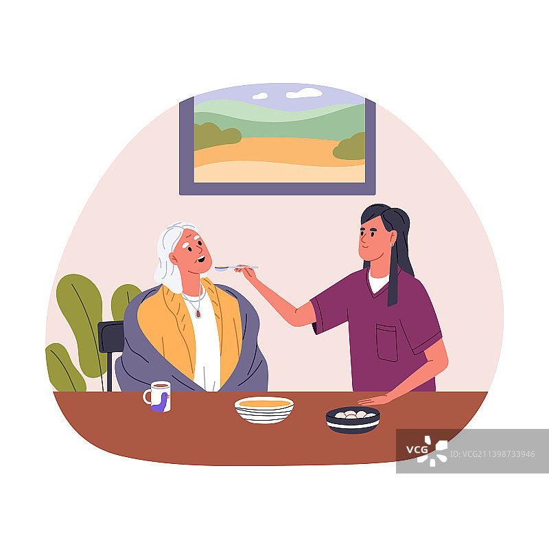 护理和喂养老人关怀支持图片素材