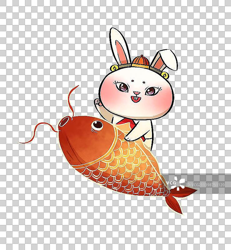 2023兔年兔子锦鲤鲤鱼新年春节吉祥元素图片素材
