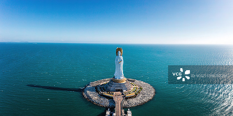 海南省三亚市天涯区南山文化旅游区南海观音 全景航拍图片素材