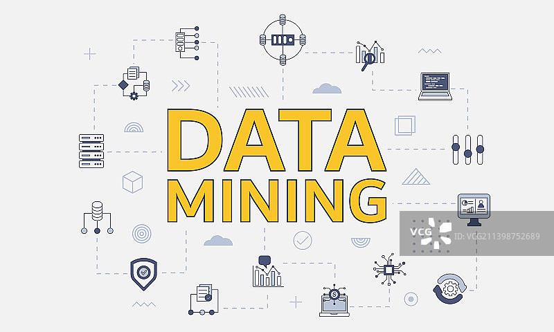 数据挖掘概念图标集图片素材