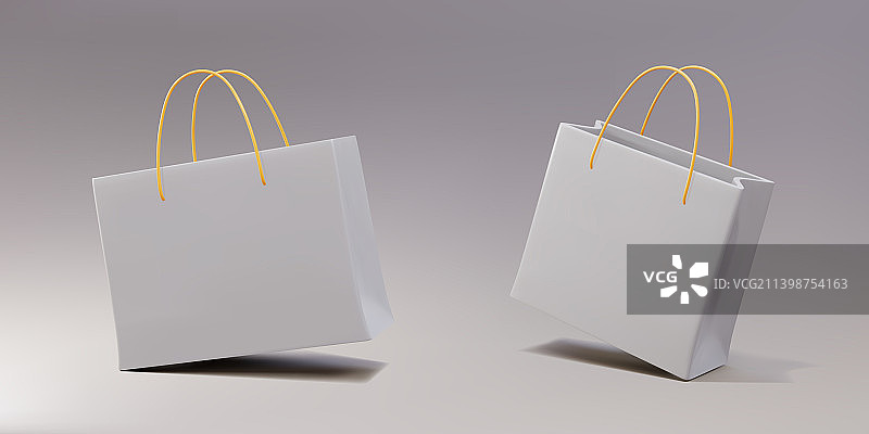 3D白色纸袋样机图片素材