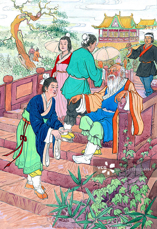 张良拜师图片素材