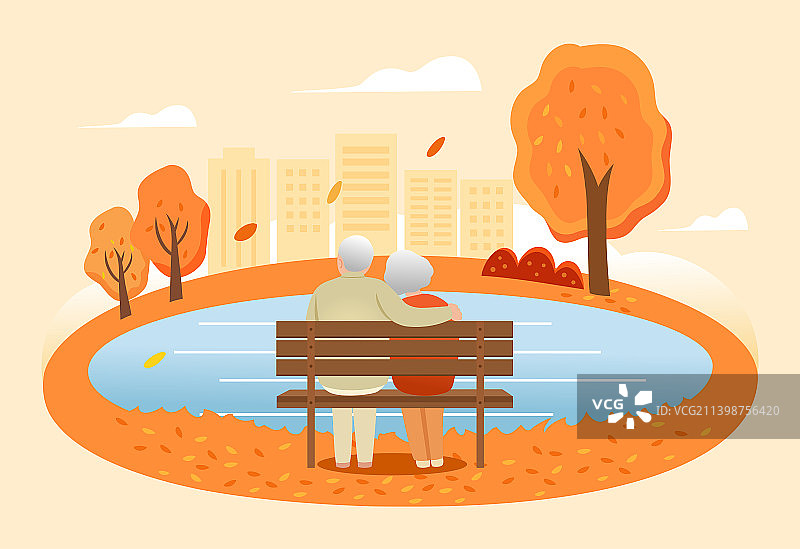 户外在椅子上坐着的两个老人图片素材