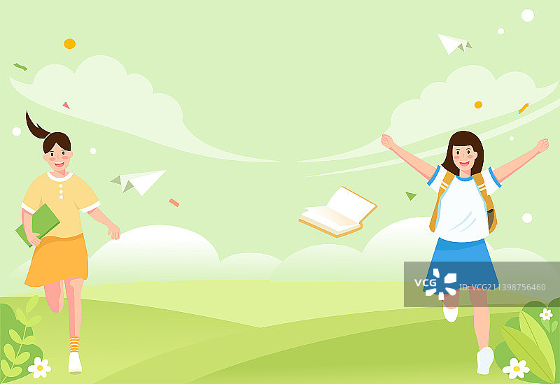 开学开心的两个学生图片素材