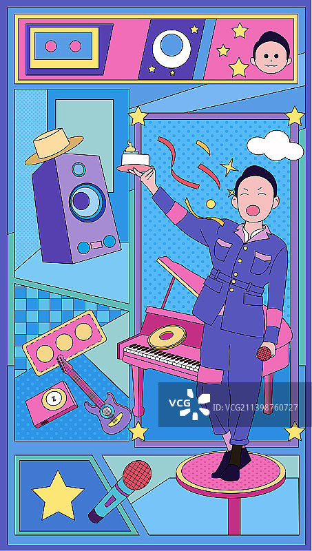 线性插画-演唱会图片素材