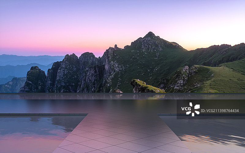 自然风光与水面平台图片素材