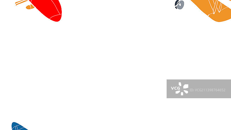 一组手绘飞机轮廓图片素材