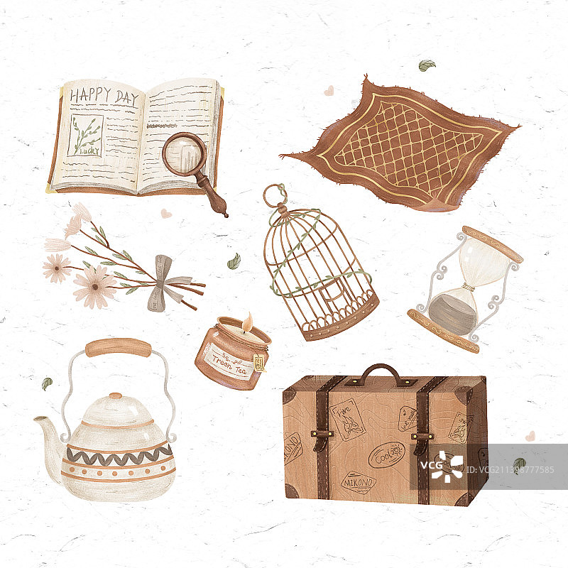 复古手绘 元素插画图片素材