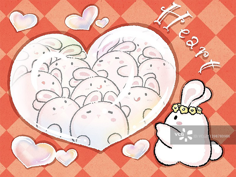《心心兔》原创插画图片素材