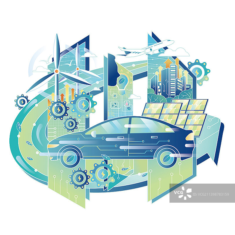 新能源环保插画2（改进版）图片素材