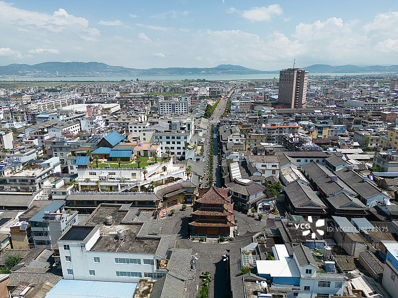 云南玉溪通海县古城建筑的高角度视角图片素材