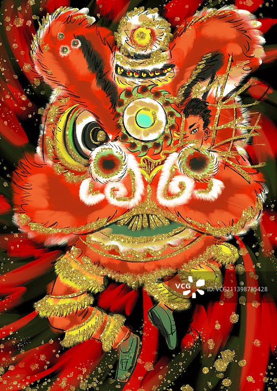 舞狮少年图片素材