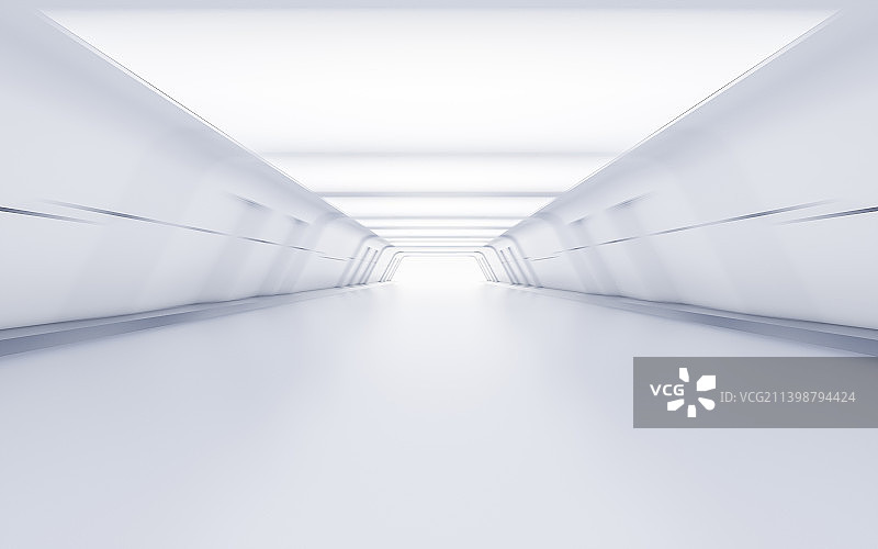白色科技感隧道3D渲染图片素材
