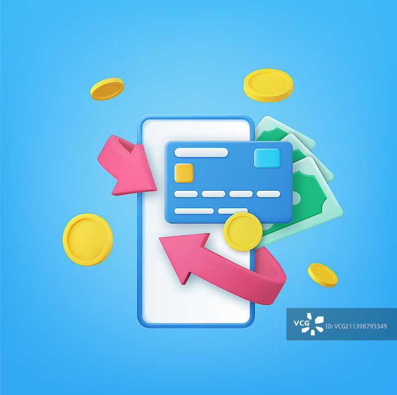 3D返现和退款图标图片素材