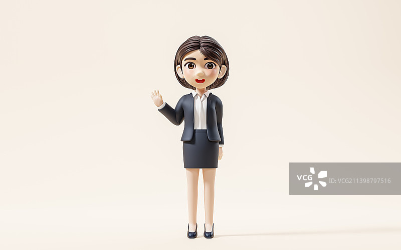 穿着正装的卡通女性3D渲染图片素材