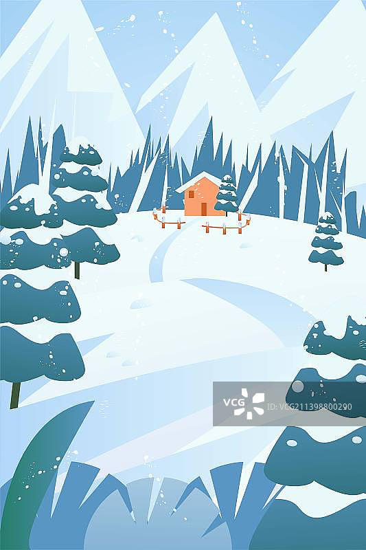 小寒大雪小学情侣山林散步牵手异性恋节气节日扁平矢量插画图片素材