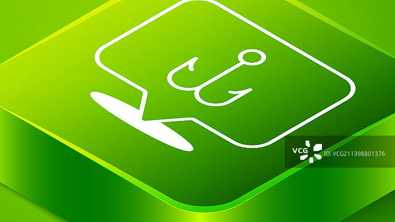 2.5D鱼钩图标，绿色背景图片素材