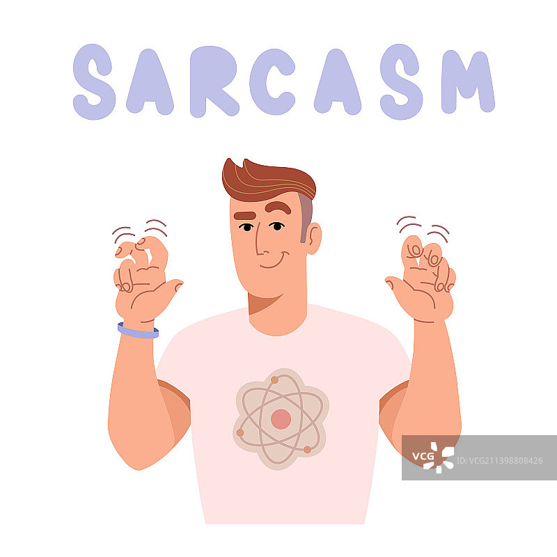 微笑年轻男人手指指向引号图片素材