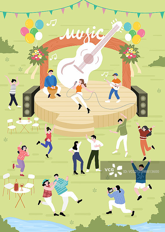 露天音乐舞台插画图片素材