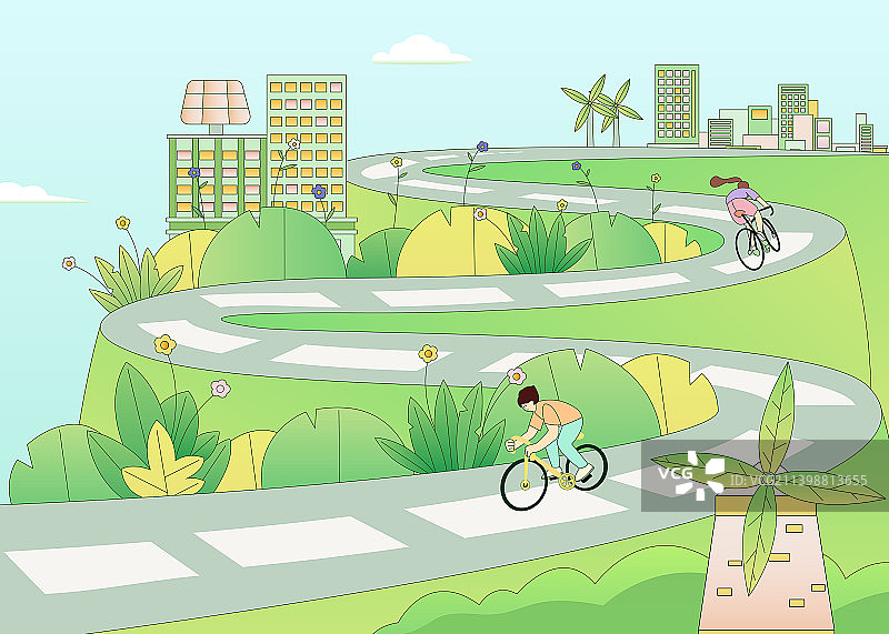 弯曲的道路插画图片素材