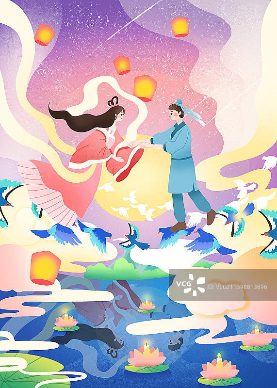 七夕情人节插画图片素材