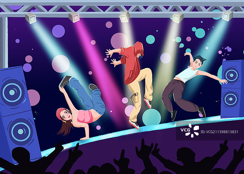 年轻人跳街舞插画图片素材
