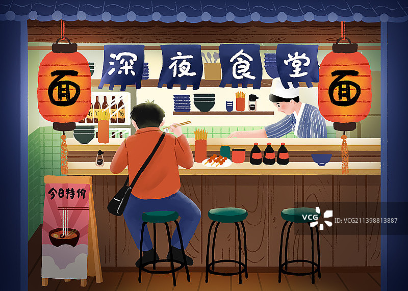 深夜食堂插画图片素材