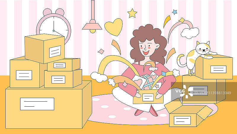 女人购物插画图片素材