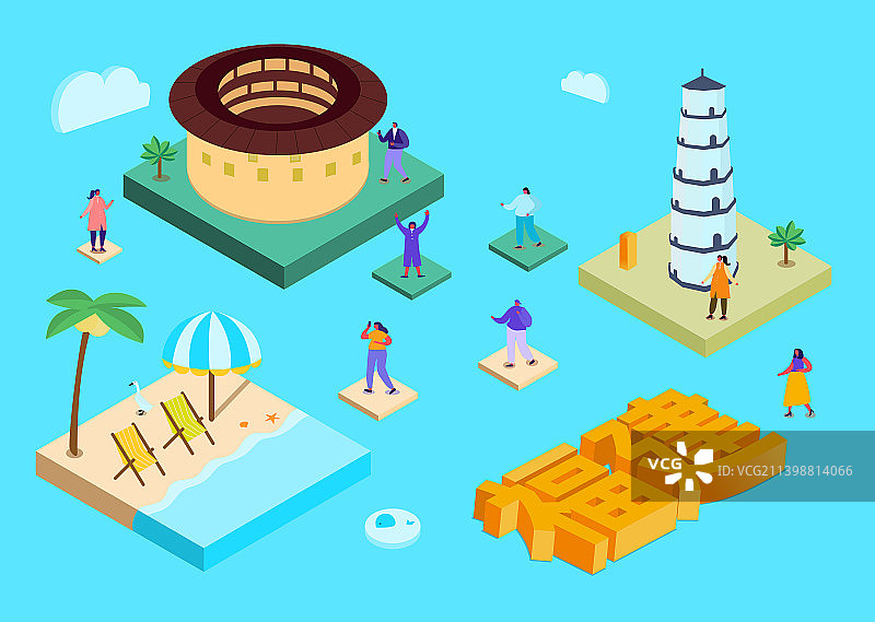 福建古建筑插画图片素材