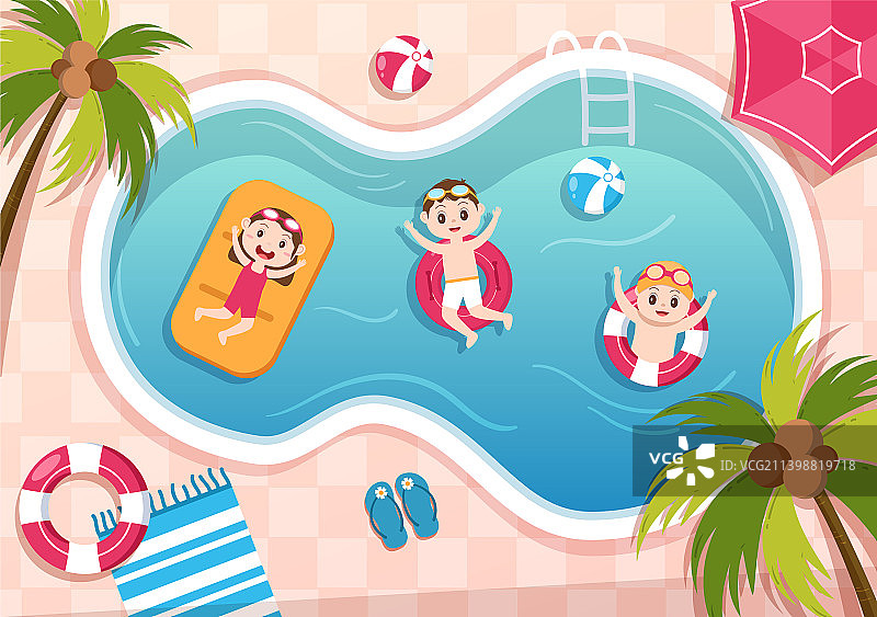 带游泳池和滑梯的水上乐园图片素材