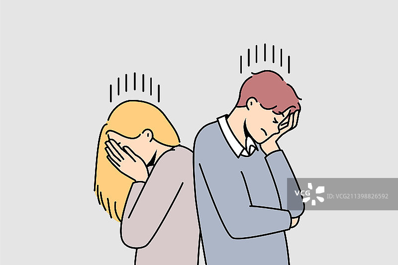 争吵后避免交谈的情侣图片素材