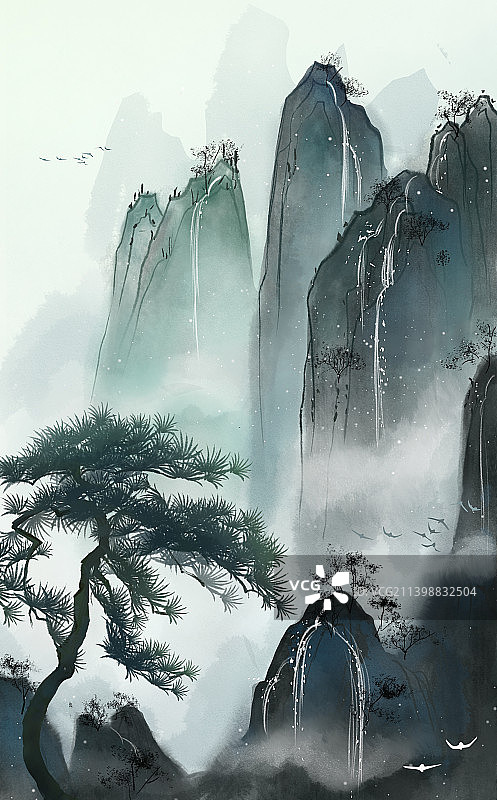 古风意境山水图片素材