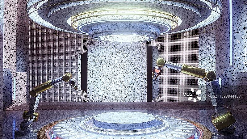 3D渲染科幻制造展台图片素材