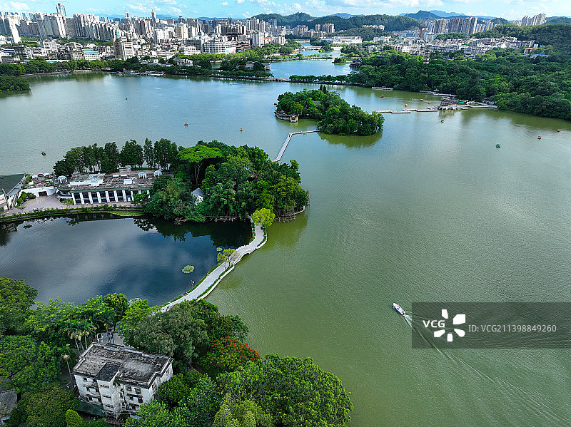 广东省惠州市惠城区惠州西湖5A国家级名胜风景区航拍图片素材