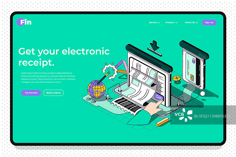 电子收据概念3D等距示意图图片素材