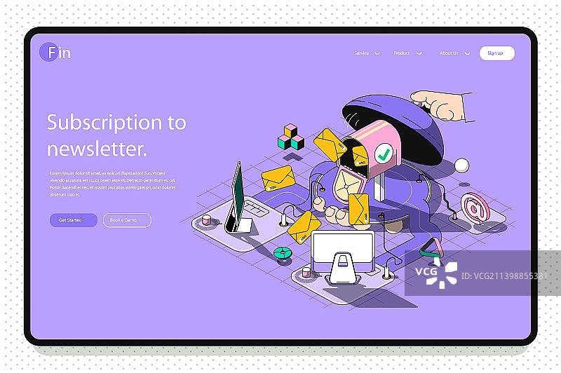 3D等距简报概念登录页图片素材