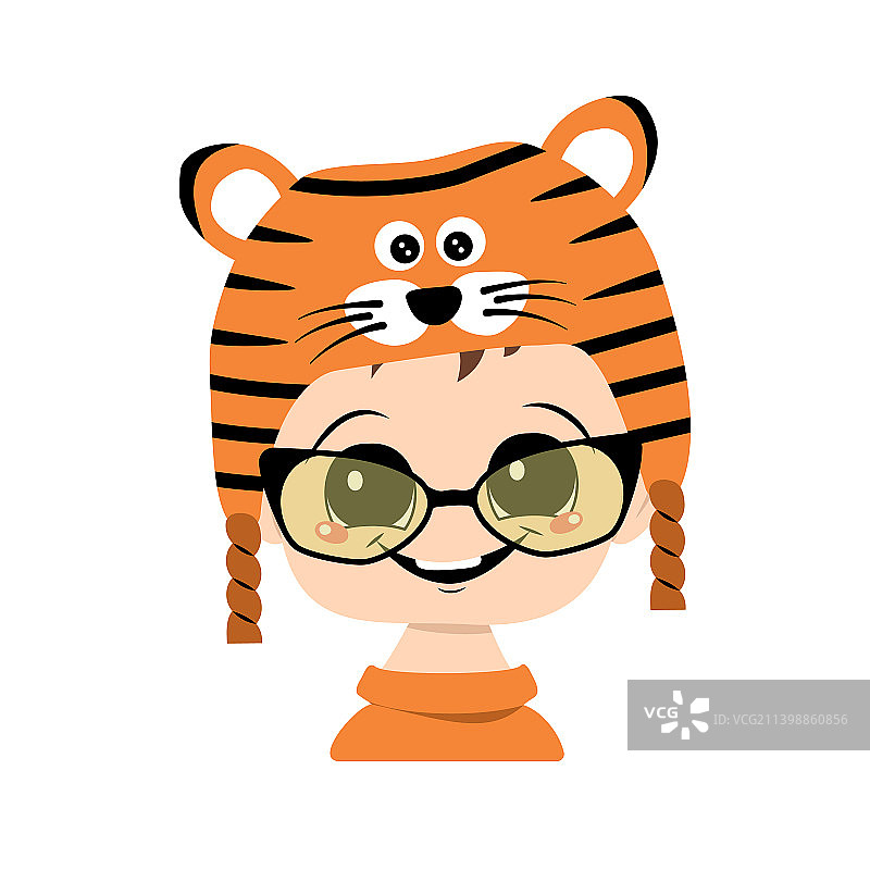 大眼睛和灿烂笑容的儿童头像图片素材