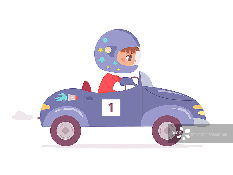 小赛车手驾驶蓝色玩具赛车图片素材